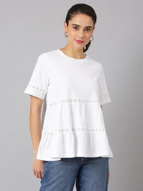 Shop White Cotton Embroidered Top Anai in Mauritius 