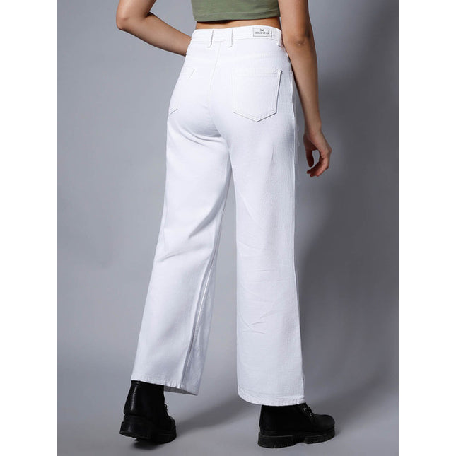 Shop White Distressed Relaxed Fit High Rise Jeans High Star in Mauritius 