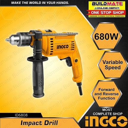 Ingco Id6808 Percussion Drill 680W Professional Screwdriver Chuck Reversible Variable Speed - Mycart.mu in Mauritius at best price
