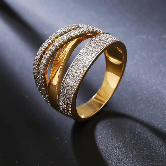 Alluring Gold Plated CZ Ring for Women - Mycart.mu in Mauritius at best price