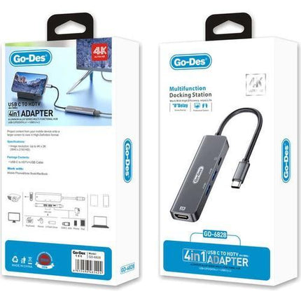 Go Des GD-6828 Type-C To Hdtv 4 In 1 Converter Adapter - Mycart.mu in Mauritius at best price