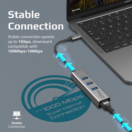 Multi-Port USB-C Hub with Ethernet Adapter (USB 3.0 Ports, 5Gbps Sync, 1000Mbps Ethernet as icons) - Mycart.mu in Mauritius at best price