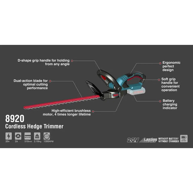RONIX Cordless Hedge Trimmer 20V 510mm - Mycart.mu in Mauritius at best price