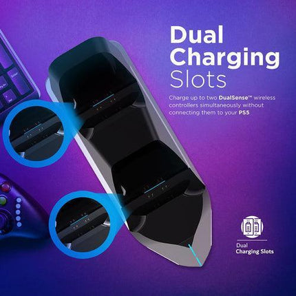 VERTUX Powerbase DualDock Charging Hub For PS5 DualSense™ Controller - POWERBASE-PS5.WHITE - Mycart.mu in Mauritius at best price